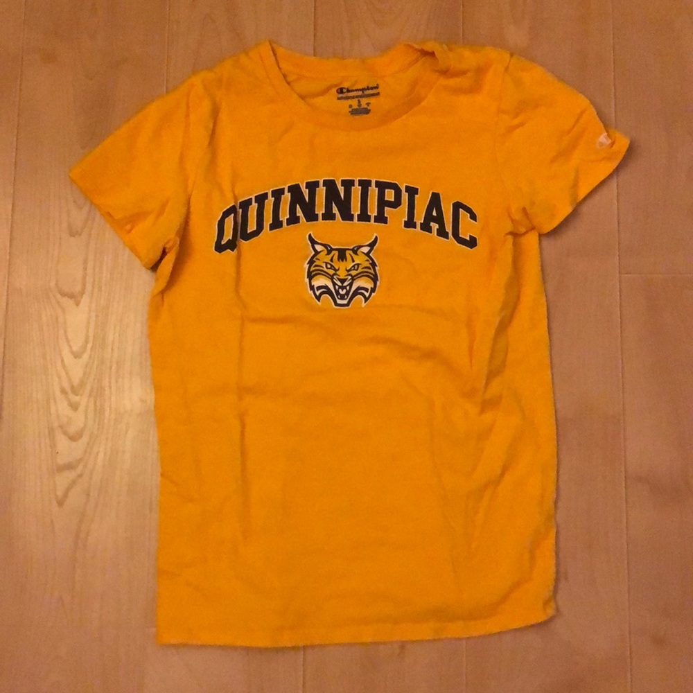 Small yellow Quinnipiac shirt